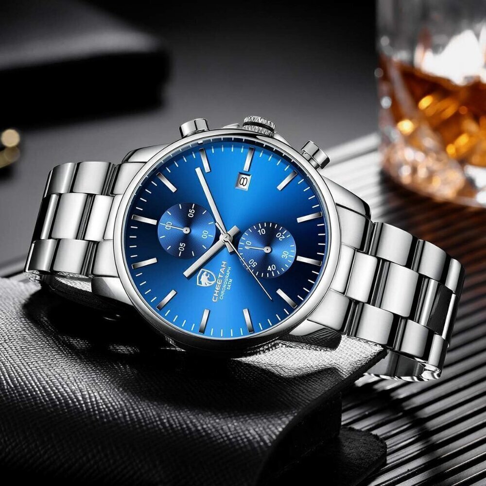 GOLDEN HOUR Men's Black Stainless Steel Chronograph Quartz Watch Waterproof - Picture 6 of 7
